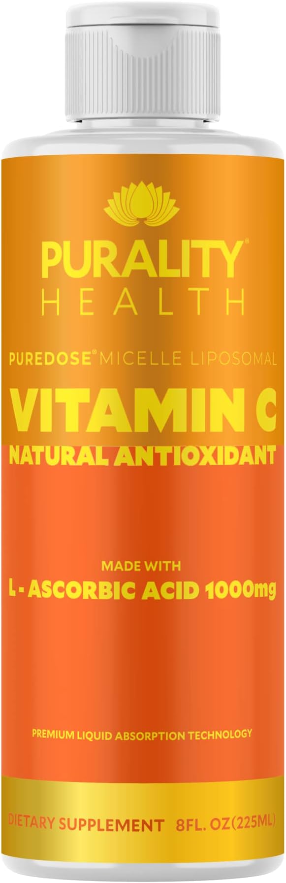 PURALITY HEALTH Vitamin C Liquid Supplement 1000mg per Serving, Micelle Liposomal Enhanced Absorption, Non-GMO, Gluten Free, Vegan, 15 Day Supply