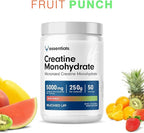 Bucked Up Fruit Punch Creatine for Women and Men - Easy to Mix Vegetarian - Flavored Creatine Monohydrate Powder - Made in USA - 5G Per Serving - 50 Servings - 250 Grams Per Container