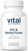 Vital Nutrients Vitamin B12 & Methyl Folate - Vegan Methylated Folate & B12 Supplement - 5-MTHF Plus B12 Supports Nervous System & Metabolism* - Gluten, Dairy, Soy Free - 200 Capsules