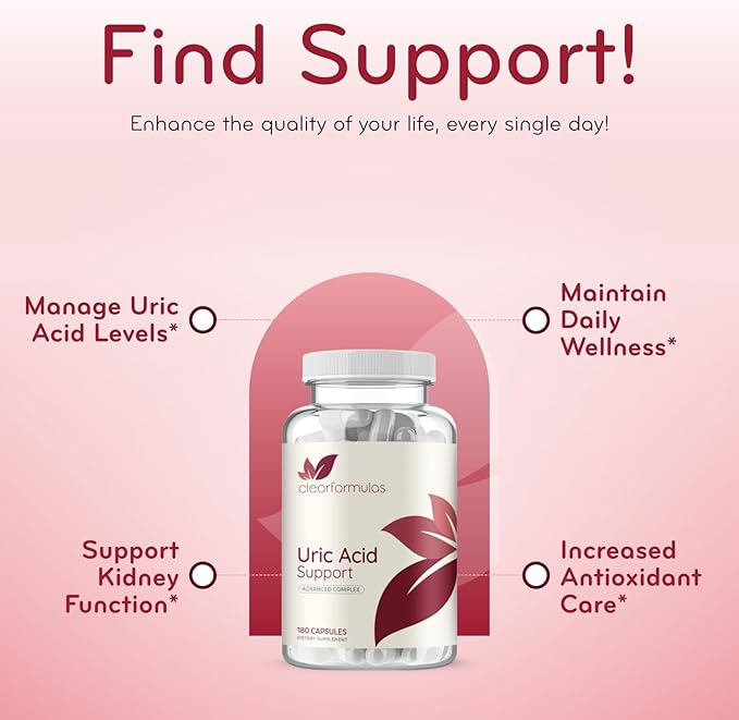 Herbal Uric Acid Support Formula - Kidney & Uric Acid Cleanse & Detox with Chanca Piedra Tart Cherry Celery Seed Bromelain & Cranberry Extract - Made in a GMP Certified Facility (90 Servings)