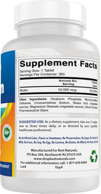 Best Naturals Biotin (Also Called Vitamin B7), 10,000 mcg 365 Tablets (365 Count (Pack of 2))