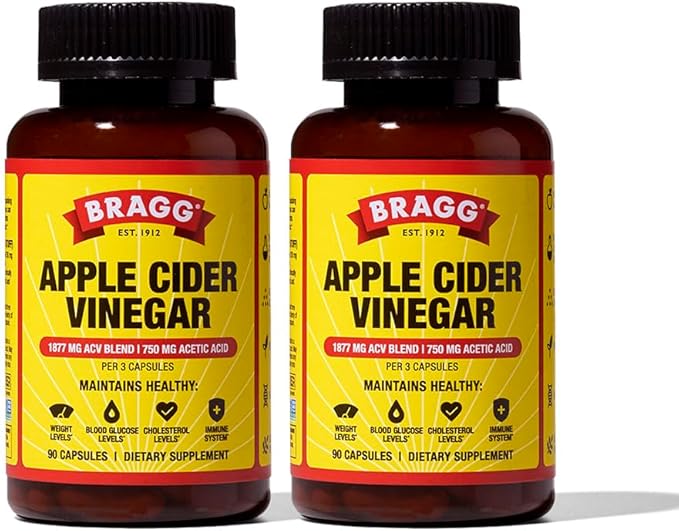 Bragg Apple Cider Vinegar Capsules (2pk) with Vitamin D and Zinc Renew Apple Cider Vinegar Capsules with Phytoceramides