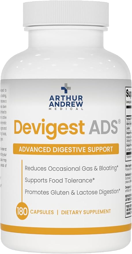 Arthur Andrew Medical - Devigest ADS, Advanced Digestive Support, Relief for Lactose Intolerance and Casein Sensitivities, Vegan, Non-GMO, 180 Capsules