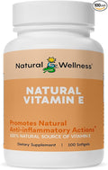 Natural Wellness Vitamin E 400 IU – Mixed Tocopherols Softgels for Antioxidant Support, Heart & Immune Health – Non-GMO Vitamin E Capsules for Skin & Wellness – 100 Count