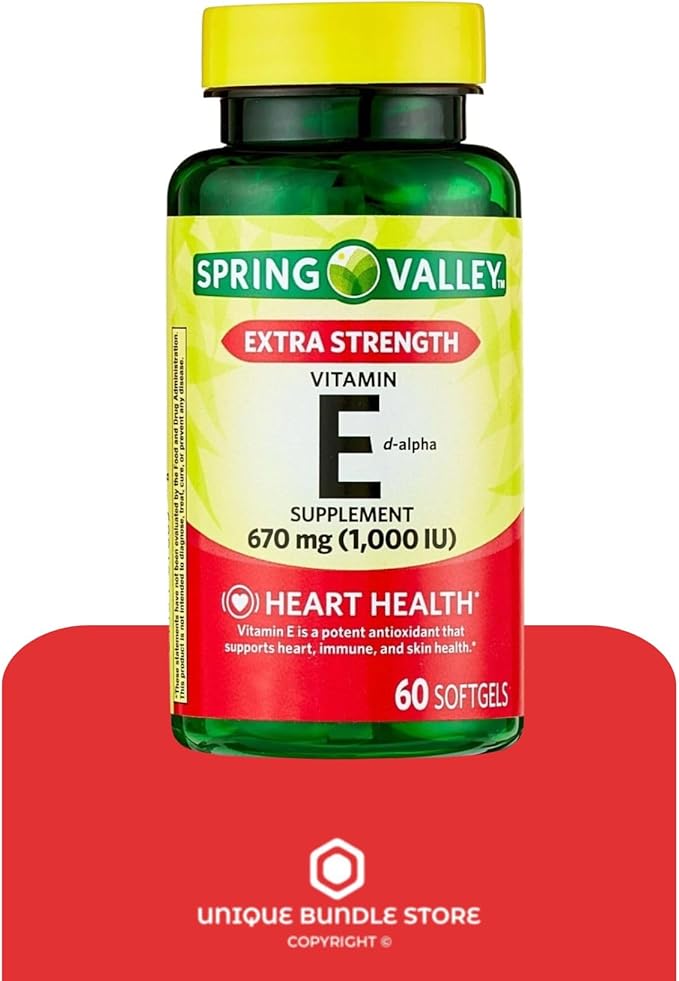 Vitamin E 670mg (1,000 IU) Extra Strength – 60 Softgels, Natural d-Alpha Vitamin E Supplement, Daily Vitamina E 1000 IU for Wellness (Pack of 1)
