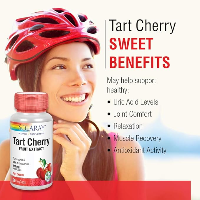 Solaray Tart Cherry Fruit Extract 850 mg - Tart Cherry Supplement with Antioxidants, Fruit Juice Extract with Flavonoids - 90 VegCaps