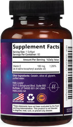 Vitamin E - 180 mg per Serving - Powerful Hair & Skin Support Supplement - dl-Alpha VitaminE Immune Health Support with Antioxidants - Easily Absorbed GMO & Gluten Free, Bottled in USA - 60 Softgels