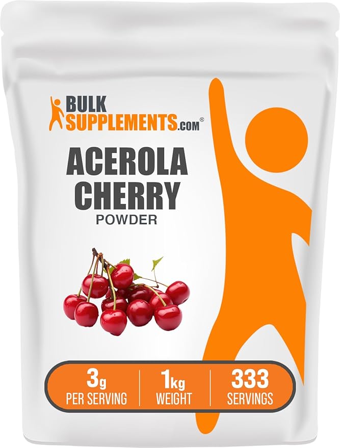 BulkSupplements.com Acerola Cherry Powder - Fruit Powder, Acerola Cherry Supplement, Vitamin C Supplement - Gluten Free, 3g per Serving, 1kg (2.2 lbs) (Pack of 1)