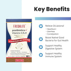 FRESHLITE Premium Vegan Postbiotics for Gut Health | IBS. Diarrhea. Bloating | Advanced Postbiotics Formula Beyond Pre & Probiotics | Vitamin C, D3 & E | Non-GMO, Gluten-Free, 60 Capsules Japan Made