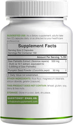 Saw Palmetto Supplement with Pumpkin Seed, 300 Capsules | Promotes Prostate Health | DHT Blocker | Hair Growth Vitamins, Maintain Normal Urinary Frequency