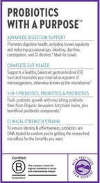New Chapter All-Flora Probiotic for Advanced Digestion & Complete Gut Health with Prebiotics + Postbiotics, Clinical-Strength Strains, 100% Vegetarian, Non-GMO, Shelf Stable - 30 ct (1 Month Supply)
