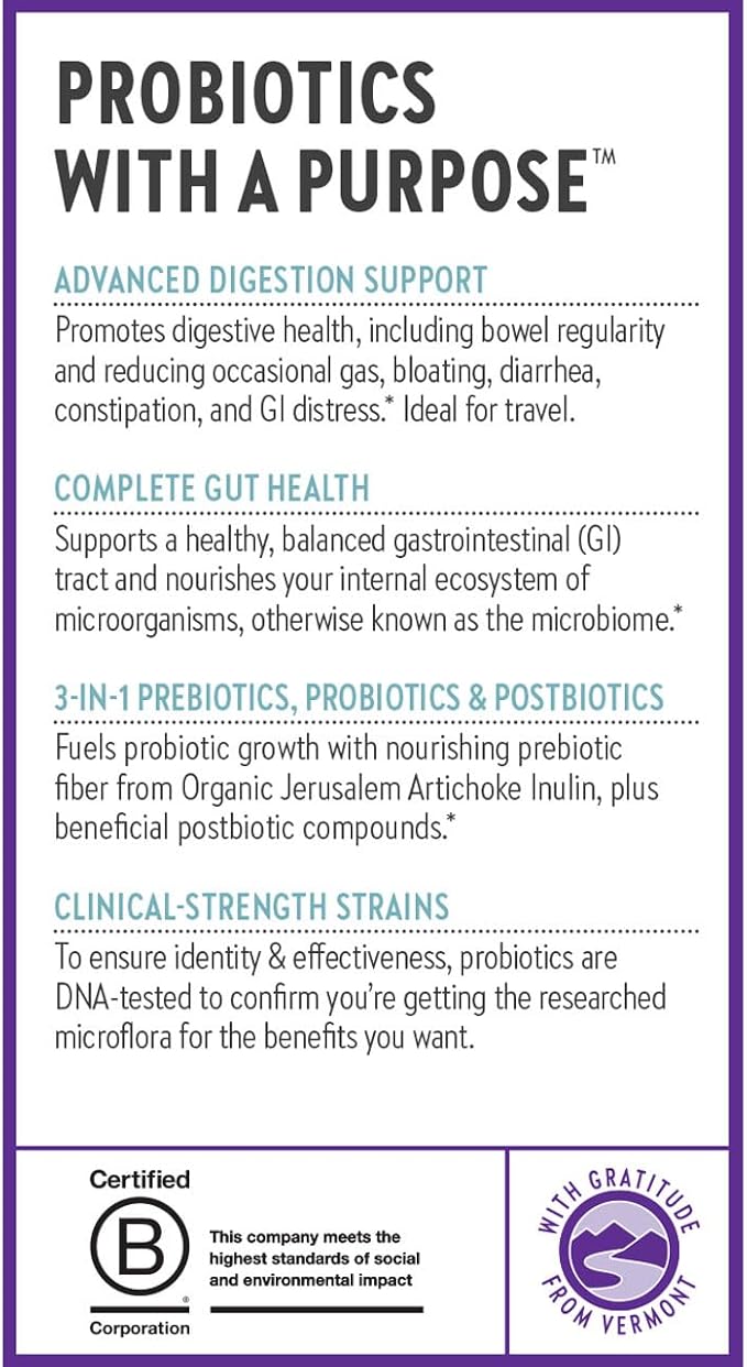 New Chapter All-Flora Probiotic for Advanced Digestion & Complete Gut Health with Prebiotics + Postbiotics, Clinical-Strength Strains, 100% Vegetarian, Non-GMO, Shelf Stable - 30 ct (1 Month Supply)