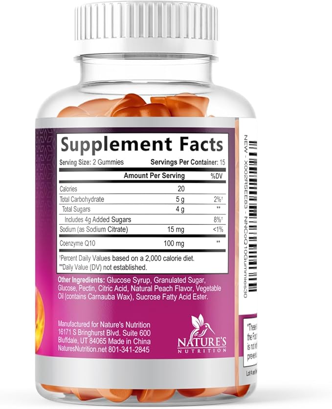 CoQ10 Gummies 100mg Per Serving - 3X Strength, High Absorption, Antioxidant Supplement for Heart Health Support & Energy Production, Ultra Coenzyme Q10 Vitamins, Coq 10 Supplements - 30 Gummies