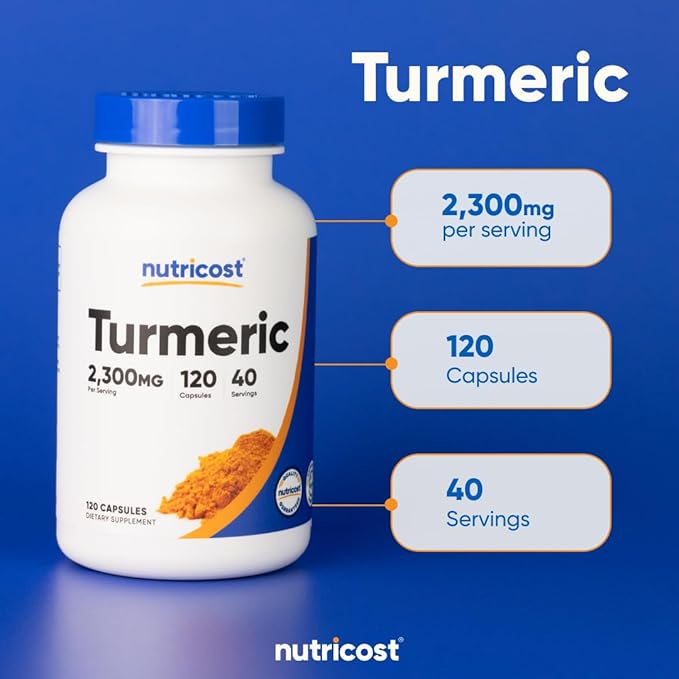 Nutricost Turmeric Curcumin with BioPerine and 95% Curcuminoids, 2300mg, 120 Capsules, Veggie Capsules, 767mg Per Cap, 40 Servings, Gluten Free, Non-GMO (Pack of 2)