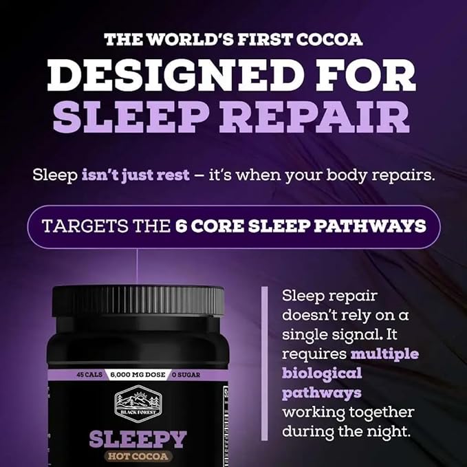 Black Forest Sleepy Hot Cocoa - Magnesium Hot Chocolate Sleepy Cocoa Sleep Powder for Adults with Melatonin & L-Theanine - Natural Sleep Drink Mix for Deep Sleep & Relaxation, Sleep Powder 22 Servings