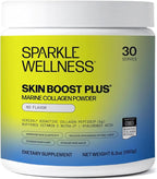 Sparkle Wellness Marine Skin Boost Plus (No Flavor) [30-Serves] | Collagen Powder Supplement with Marine-derived VERISOL Bioactive Hydrolyzed Collagen Peptides, Vitamin C & Hyaluronic Acid