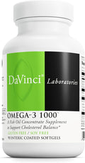 DAVINCI Labs Omega-3 1000 - Dietary Supplement to Maintain Already Normal Cholesterol Levels and Support Immune System, Healthy Hair and Skin* - Gluten-Free - 90 Enteric Coated Softgels