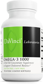 DAVINCI Labs Omega-3 1000 - Dietary Supplement to Maintain Already Normal Cholesterol Levels and Support Immune System, Healthy Hair and Skin* - Gluten-Free - 90 Enteric Coated Softgels
