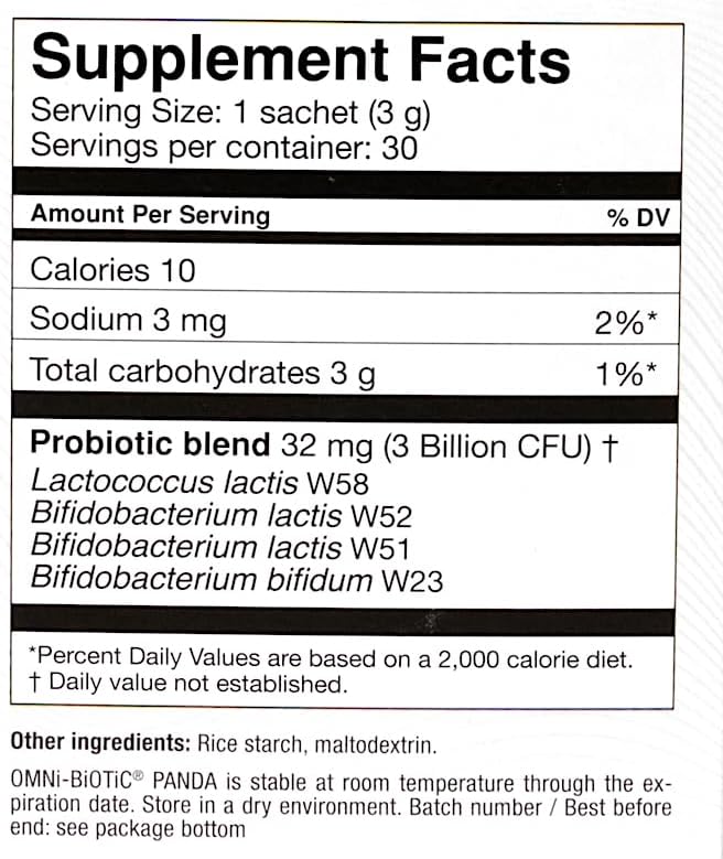 OMNi BiOTiC Panda - Probiotic for Mom and Baby - Prenatal and Infant Probiotic – Gut Health & Immune System Support – Vegan and Hypoallergenic - Non-GMO (1 Pack)