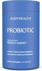 BodyHealth Probiotic Enhanced with PerfectAmino for Women and Men, Spore Based with Bifidobacterium, Lactobacillus Salivarius, Lactobacillus Acidophilus - 60 Capsules