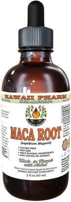 Hawaii Pharm Maca Root Alcohol-Free Liquid Extract, Professional Grade, Small Batch Maca (Lepidium Meyenii) Whole Dried Plant Glycerite, 2oz