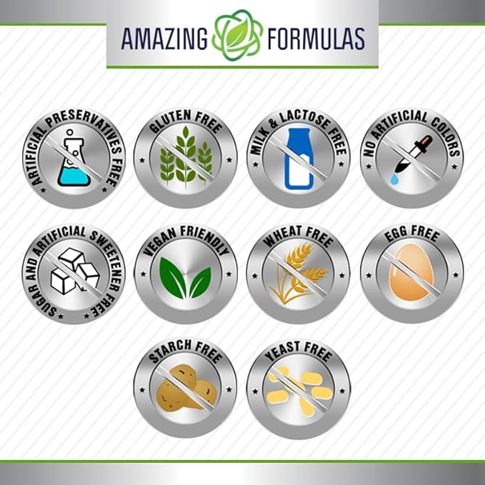 Amazing Formulas Biotin 10,000 Mcg Supplement | 200 Veggie Capsules | Non-GMO | Gluten-Free | Made in USA | Suitable for Vegetarians