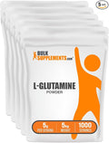 BulkSupplements.com L-Glutamine Powder - Glutamine Supplement, for Recovery & Gut Health - Unflavored & Gluten Free, 5g (5000mg) per Serving, 1kg (Pack of 5) (11 lbs)