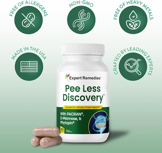 Pee Less Discovery Bladder Support Supplement for Women and Men. Cranberry Extract and D-mannose Pills, Reduce Frequency, Support Urinary Tract Health - 90 Capsules
