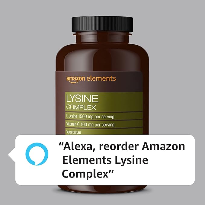 Amazon Elements Lysine Complex, with Vitamin C, Vegetarian, Immune Support, 195 Tablets (Packaging may vary)