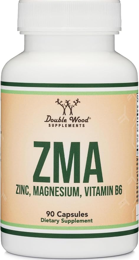 ZMA Supplement for Men and Women (Over 100% Daily Value of Zinc, Magnesium Aspartate, Vitamin B6) 501mg, 90 Capsules for Restfulness and Active Lifestyle Support by Double Wood Supplements