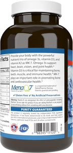 Carlson - Elite Omega-3 Plus D & K, 700 mg Omega-3s + D3 & K2, Function, Bone Health & Immune Support, Lemon, 180 Softgels