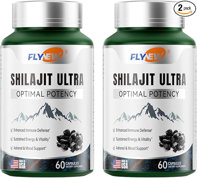 Shilajit for Men Women, Shilajit with Naturally Fulvic Acid & L-Arginine, Himalayan Shilajits for Extra Power, Stamina & Immune Support, Non-GMO, Made in USA, 2 Pack, 60 Capsules Per Bottle