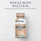 SOLARAY Organic Lions Mane Supplement Capsules - Providing 1000 mg of Lion's Mane Organic Mushrooms, Fermented for Enhanced Absorption - Vegan, 60-Day Guarantee, Lab Verified, 30 Servings, 60 VegCaps