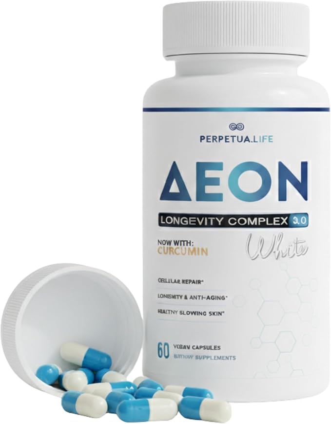 AEON Longevity Complex White, Supplement with Curcumin, NMN (Nicotinamide Mononucleotide), AKG, Glycine & Taurine, Supports Healthy Aging, Energy & Immune System, Vegan, 60 Capsules