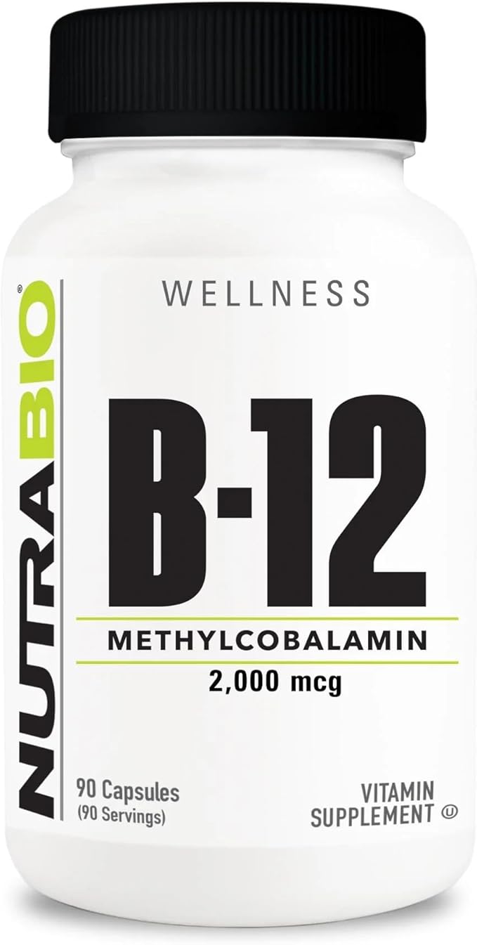NutraBio Methyl B-12 Vitamin Supplement, 2000mcg – Promotes Cellular Health and Wellness, 90 Vegetable Capsules