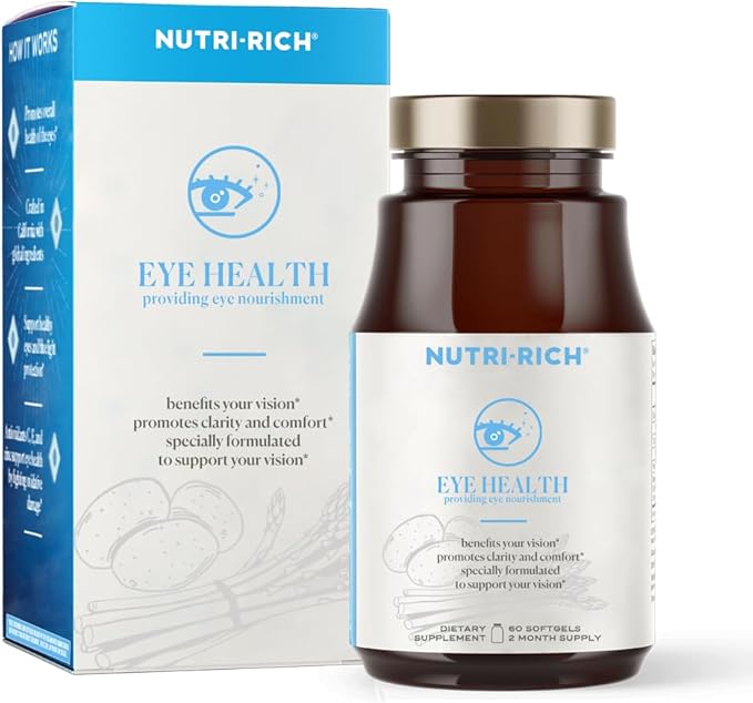 Nutri-Rich Eye Health Supplement with Lutein and Zeaxanthin, Vision Support, Vitamin C, Vitamin E, Healthy Support Vision, 60 Softgels, No Artificial Additives, 2 Month Supply