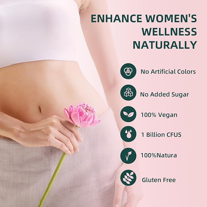 Women Gummies for pH Balance, Premium Feminine Vaginal Health Probiotics Her Gummy, Immune Support, Vegan, Gluten-Free, Pineapple Flavour 60 Gummies 30 Servings