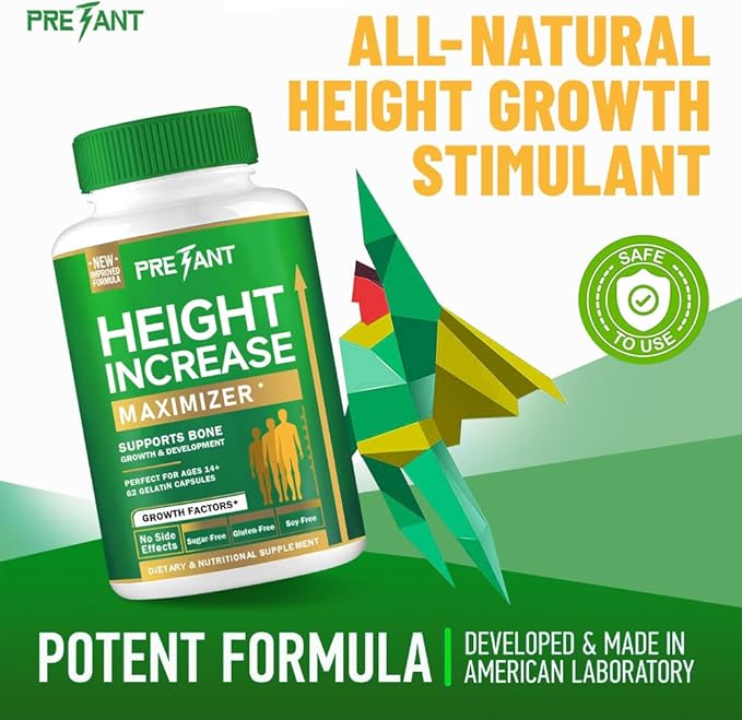 PRETANT-Growth Capsules to Grow Taller - Height Increase Maximizer with Calcium for Bone Strength -Natural Get Taller Supplement - Dietary Edible Healthcare Fitness