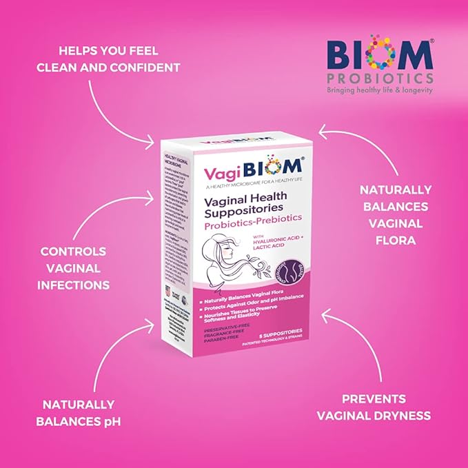 VagiBiom Lactobacillus Suppository: Microbiome Flora balance and Odor Control Regimen; Balance and Nourishes Healthy Flora; Paraben-Free Preservative-Free