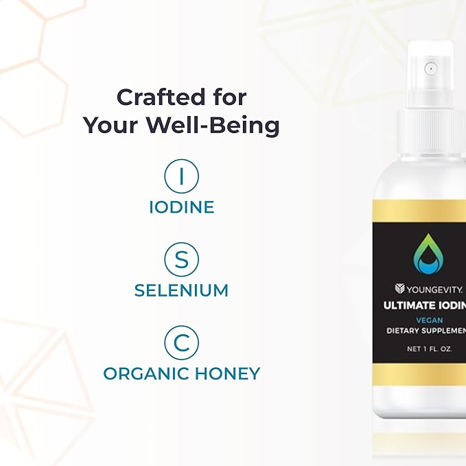 Youngevity Ultimate Iodine Supplement – Vegan Supplement with 300 mcg Iodine, B12, Zinc, Selenium & Copper – Liquid for Energy, Metabolism, Hormone Balance – Non-GMO, Gluten-Free