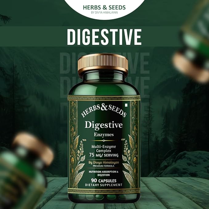 HERBS & SEEDS Digestive Enzymes for Gut Health Multi Enzyme Complex with Bromelain, Papain, Amylase & Protease – Supports Healthy Digestion, Nutrient Absorption & Gut Comfort – 90 Vegan Capsules