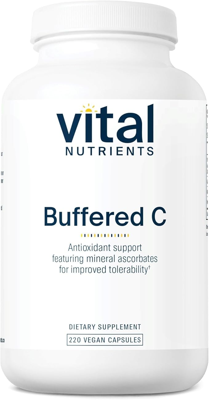 Vital Nutrients Buffered Vitamin C 500mg - Vegan Gentle Vitamin C for Sensitive Individuals* - Immune Support Supplement* - Gluten, Dairy and Soy Free - Non-GMO - 220 Capsules