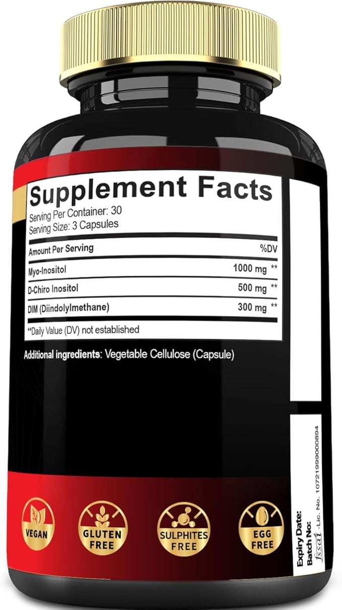 3in1 Myo-Inositol & D-Chiro Inositol Supplement with DIM - 90 Capsules - 30 Days