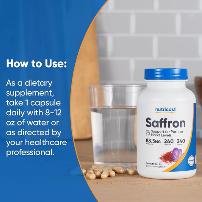 Nutricost Saffron Extract 88.5mg, 240 Capsules - Veggie Caps, Non-GMO, Gluten Free (Pack of 2)
