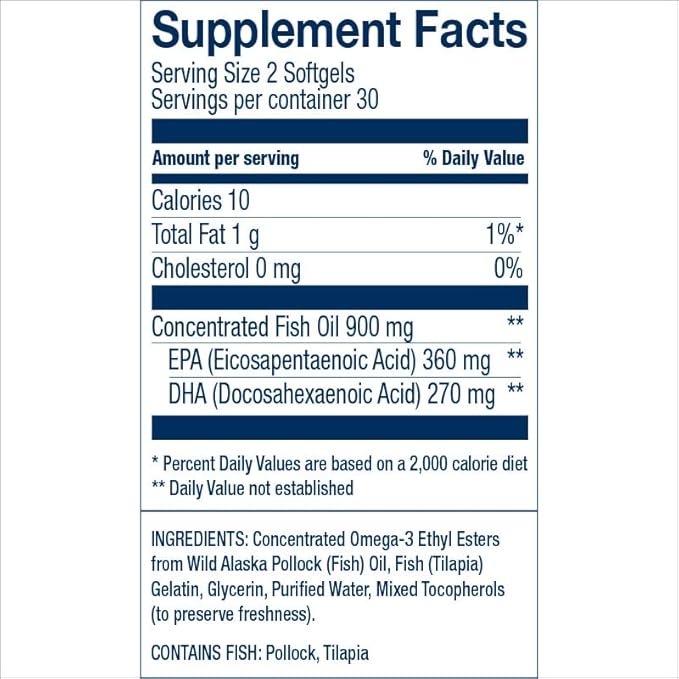 Wiley's Finest Wild Alaskan Fish Oil Easy Swallow Minis - Omega-3 Fish Oil Supplement for Adults and Kids - Double-Strength 630mg EPA and DHA Natural Supplement - 60 Mini Softgels (30 Servings)