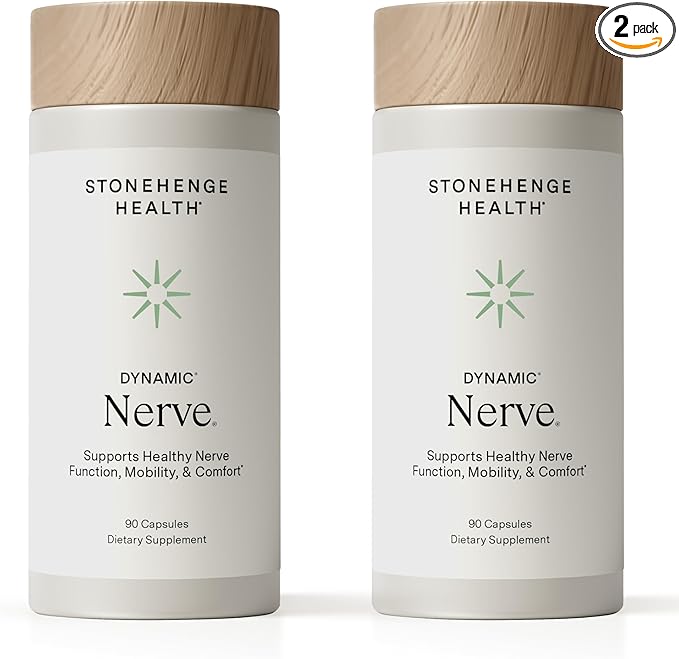 Stonehenge Health Dynamic Nerve Supplement - Supports Nerve Function in Fingers, Toes, Hands, and Feet with Alpha Lipoic Acid ALA, Benfotiamine, Pea, Robust B Complex, Boswellia (Pack of 2)
