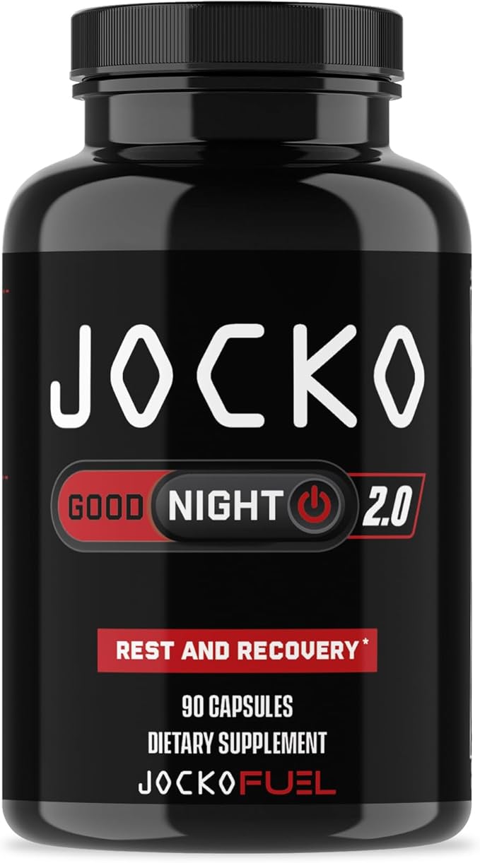 Jocko Fuel Good Night Sleep Aid for Adults - Sleeping Pills for Rest & Recovery, Non-Habit Forming with Tart Cherry Extract, L-Theanine, Lavender, & Lemon Balm (90 Capsules) Packaging May Vary