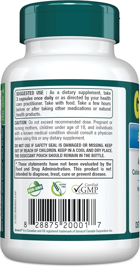 Genacol Bone & Joint – Calcium, Vitamin D3, Boron & Ultra-Hydrolyzed Collagen, Health Supplement, Supports Bone Strength, 90 Capsules (30-Day Supply)