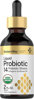 Doctor's Way Liquid Probiotic for Women and Men | 3 Billion CFU | 2 fl oz | 14 Strains with Organic Sunflower Oil | Non-GMO, Gluten Free Supplement