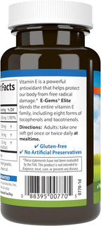 Carlson - E-Gems Elite, 400 IU Vitamin E with Tocopherols & Tocotrienols, Heart Health & Optimal Wellness, Antioxidant, 60 soft gels